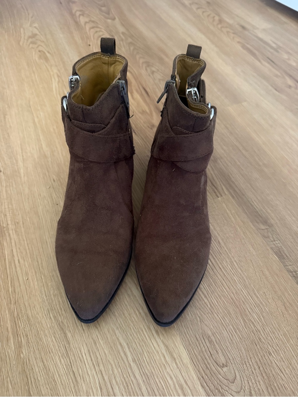 Nine West Women's Brown Suede Pointed-Toe Ankle Boots